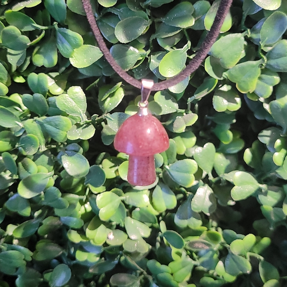 2 for $16! Strawberry Quartz Mushroom Choker Necklace